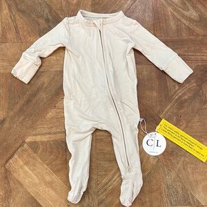 Caden Lane 3M neutral cream bamboo zipper footie